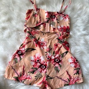NWT LF Orange / Pink Tropical Floral Romper